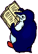 Animierter lesender Pinguin