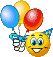 Smilie mit Luftballons